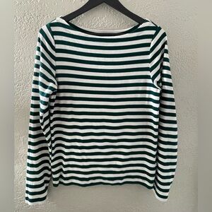 GAP Women’s Soft Green and White Striped Long Sleeve Top Size Large‎